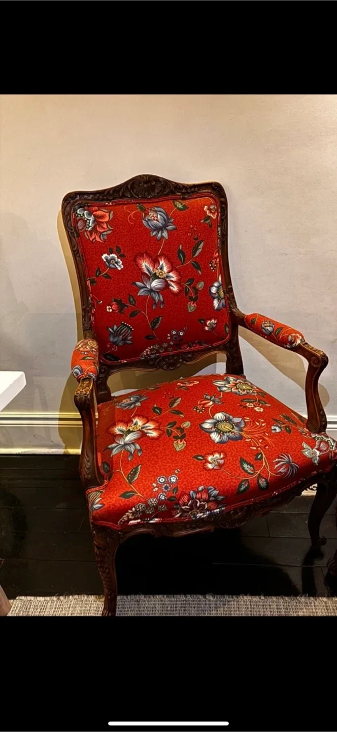 Vintage wooden Rustic Floral Hall Armchair! image indicator(5)