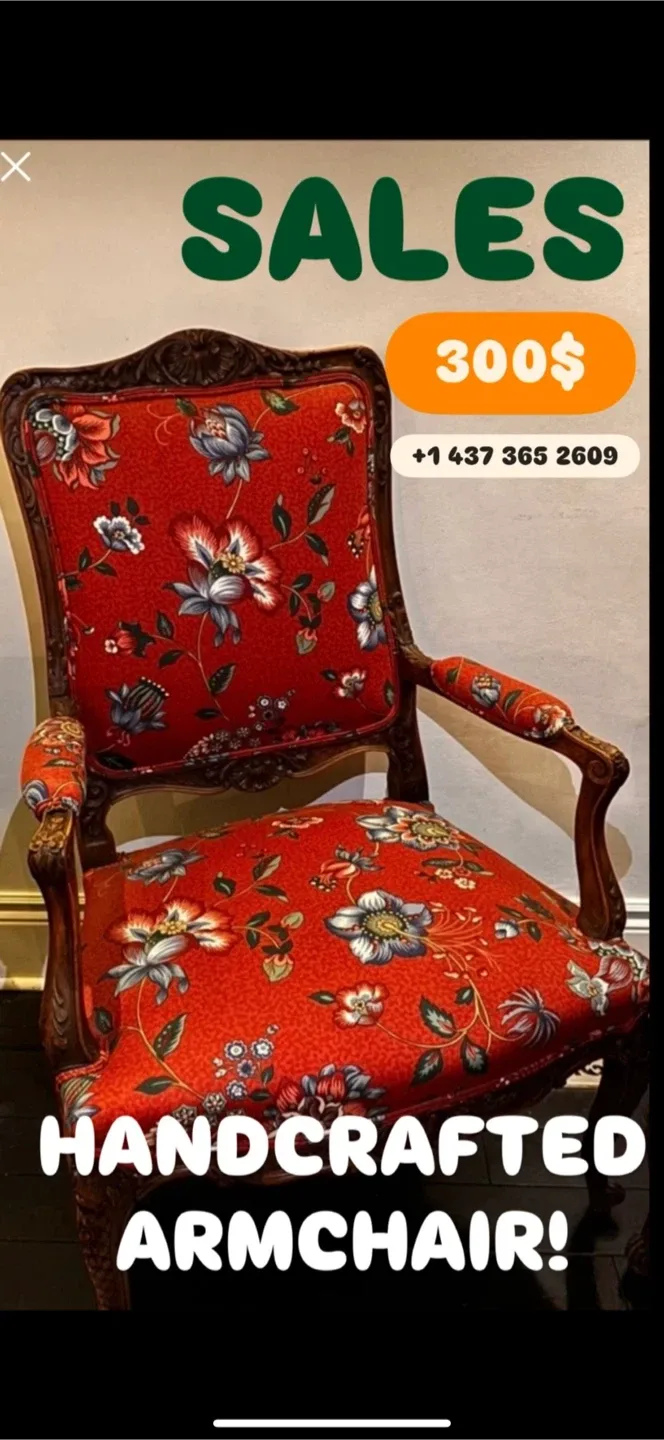 Vintage wooden Rustic Floral Hall Armchair! thumbnail