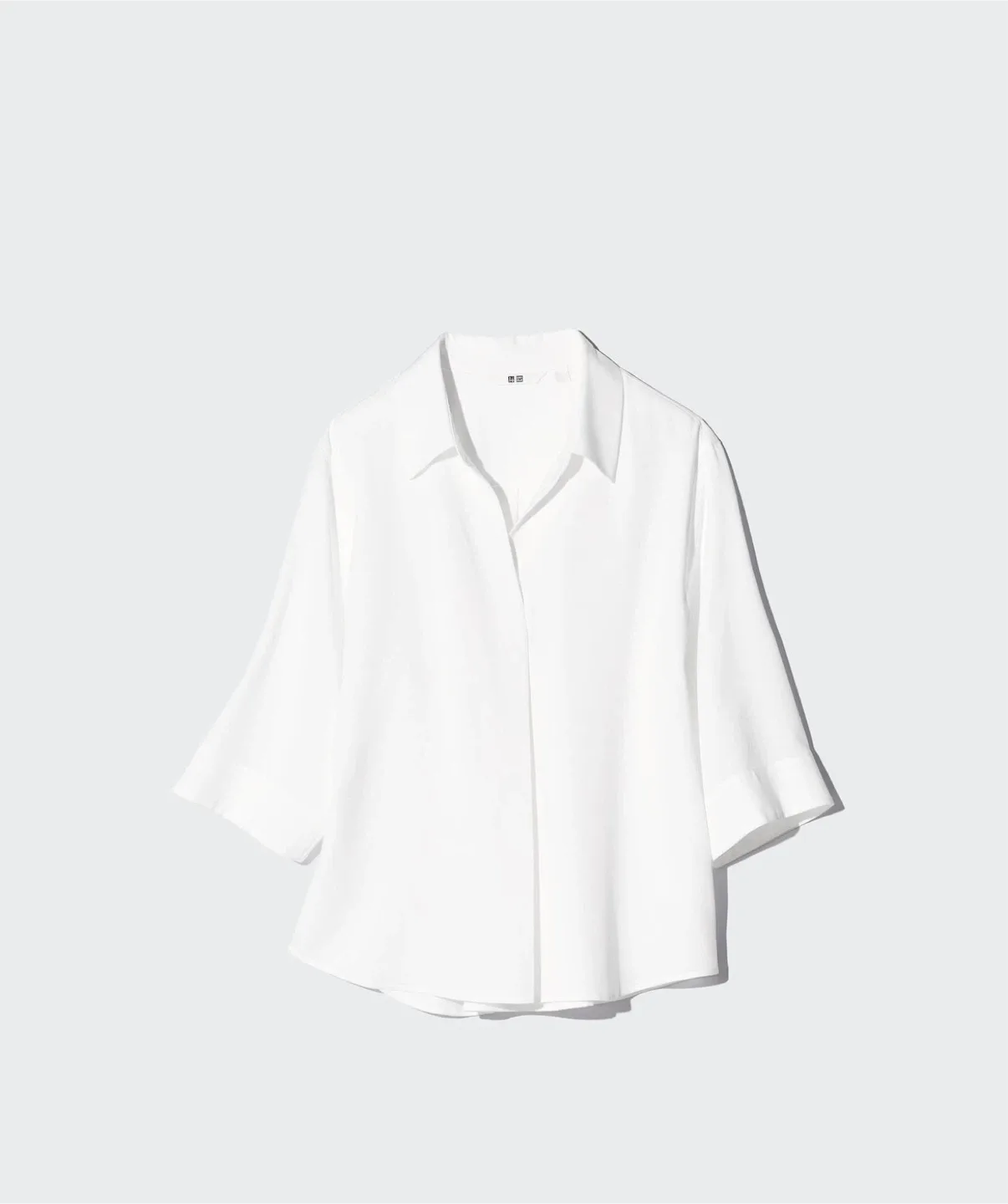 Uniqlo White Rayon 3/4 Sleeve Blouse - Size S image indicator(2)