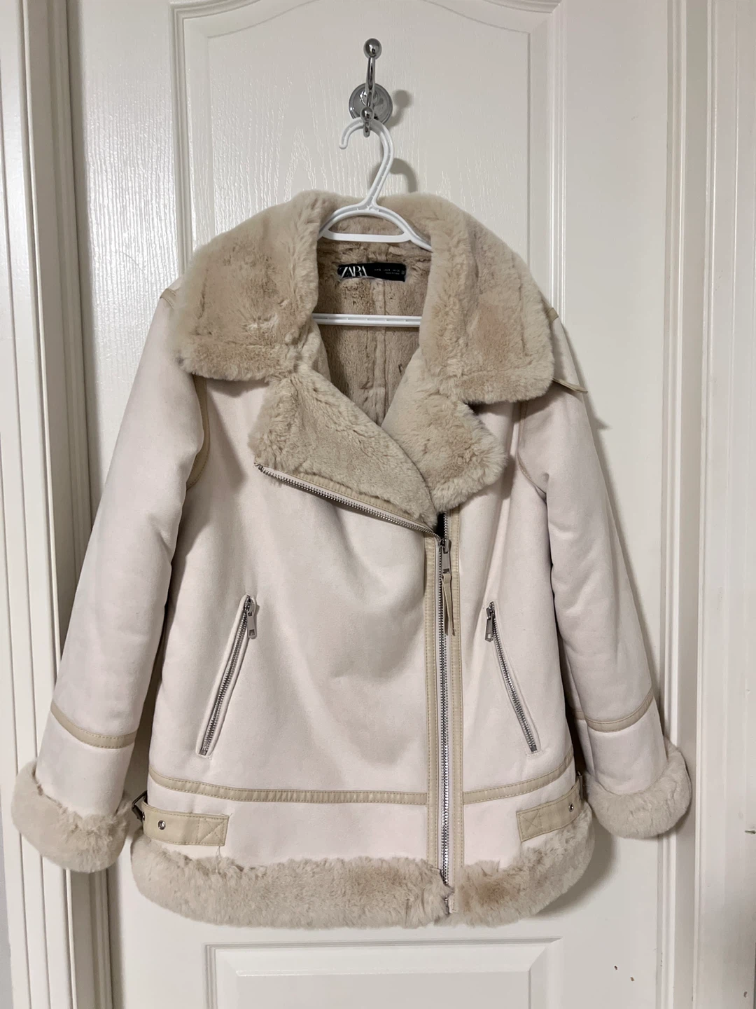 Zara Faux Shearling Biker Jacket