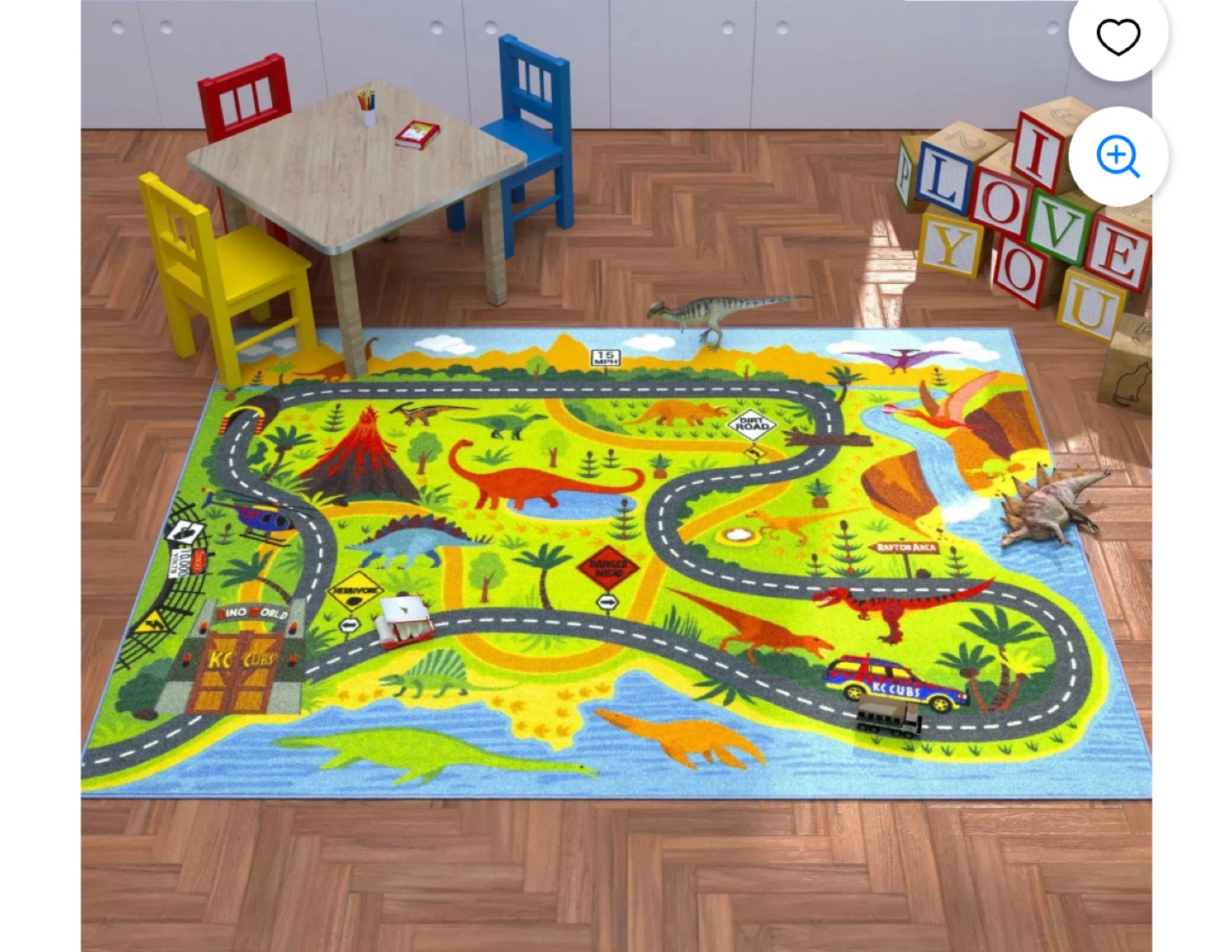 Dinosaur Play Mat Rug - Kids' Room Decor