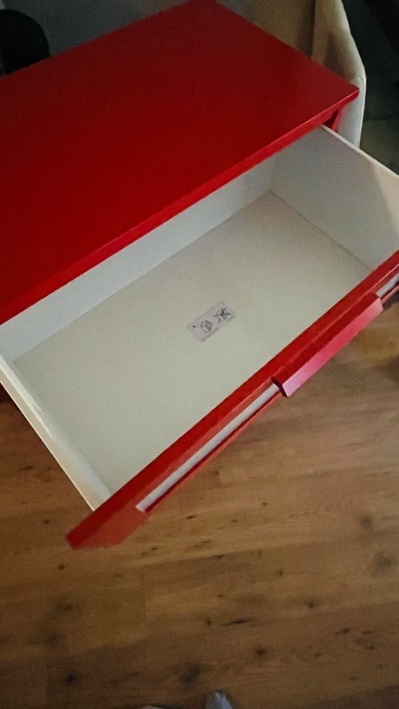 Red IKEA Hemnes 3-Drawer Dresser image indicator(3)
