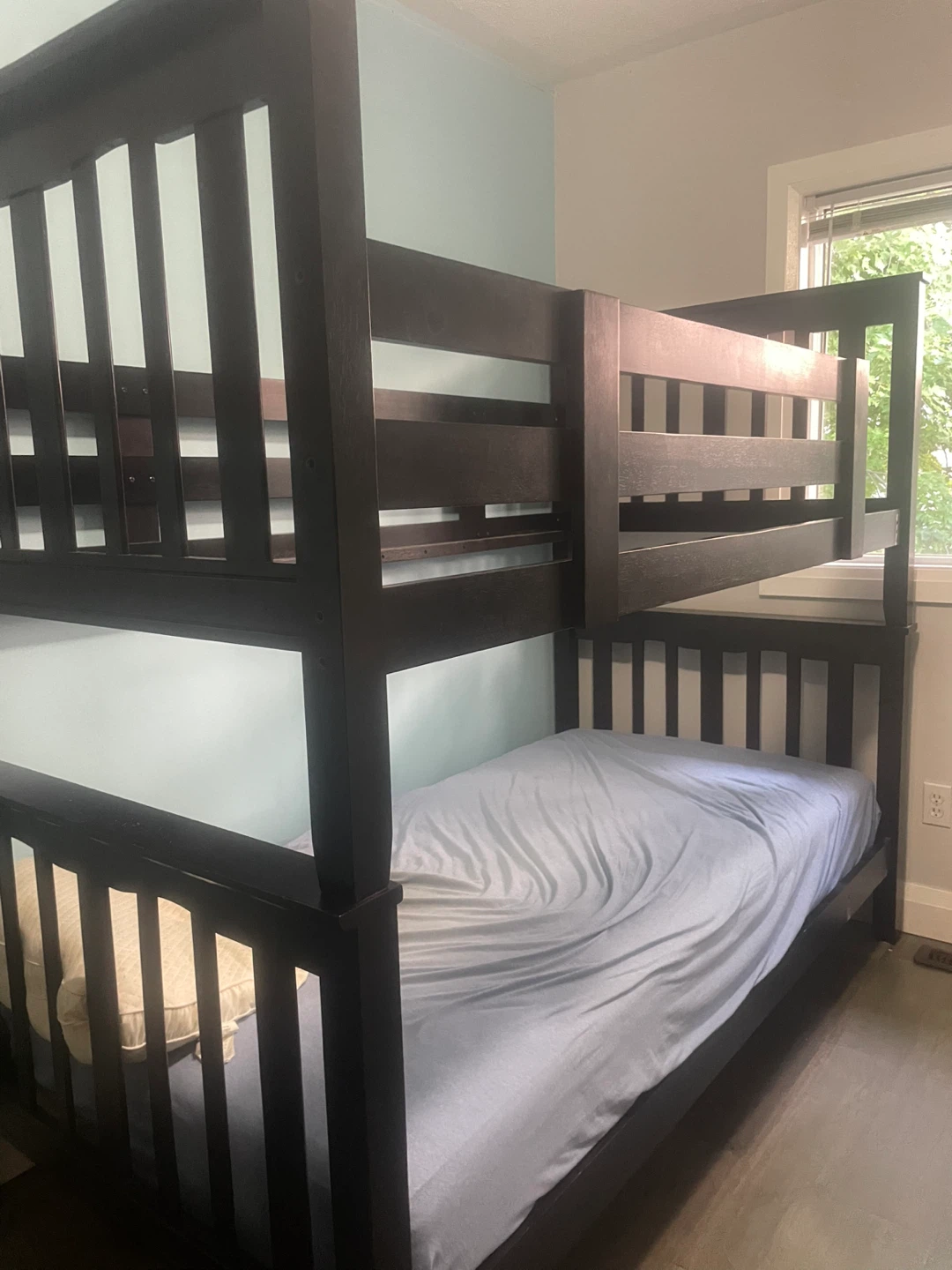 Dark Brown Wooden Bunk Bed