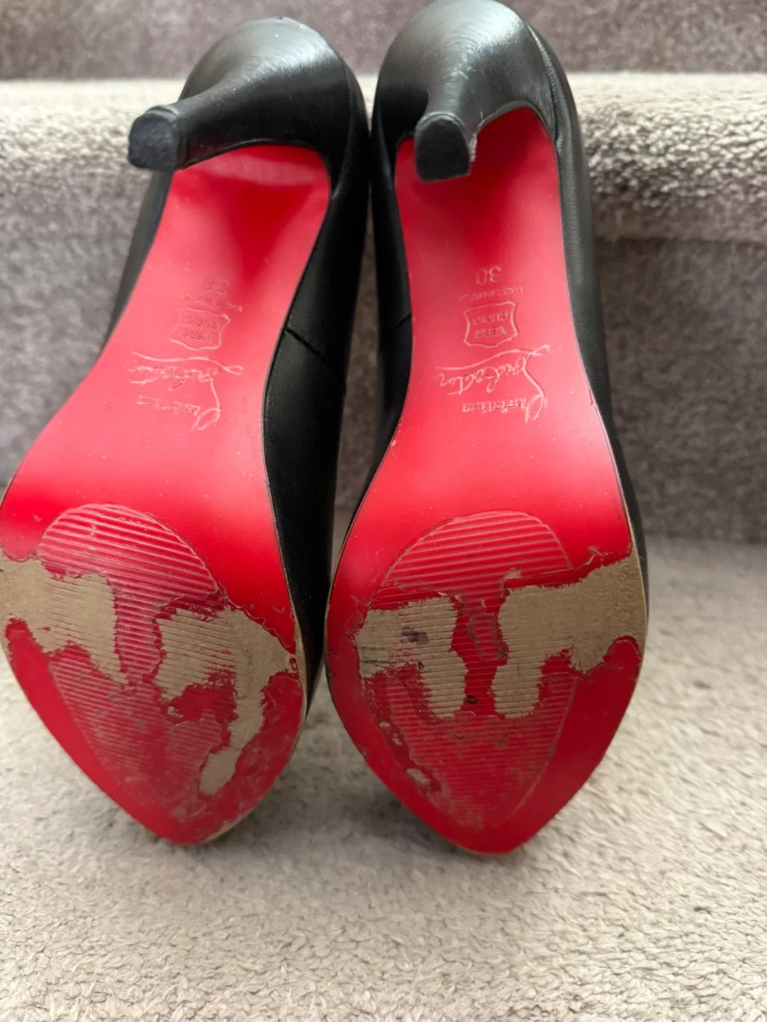 Christian Louboutin black leather heels -size 38 (7) image indicator(3)