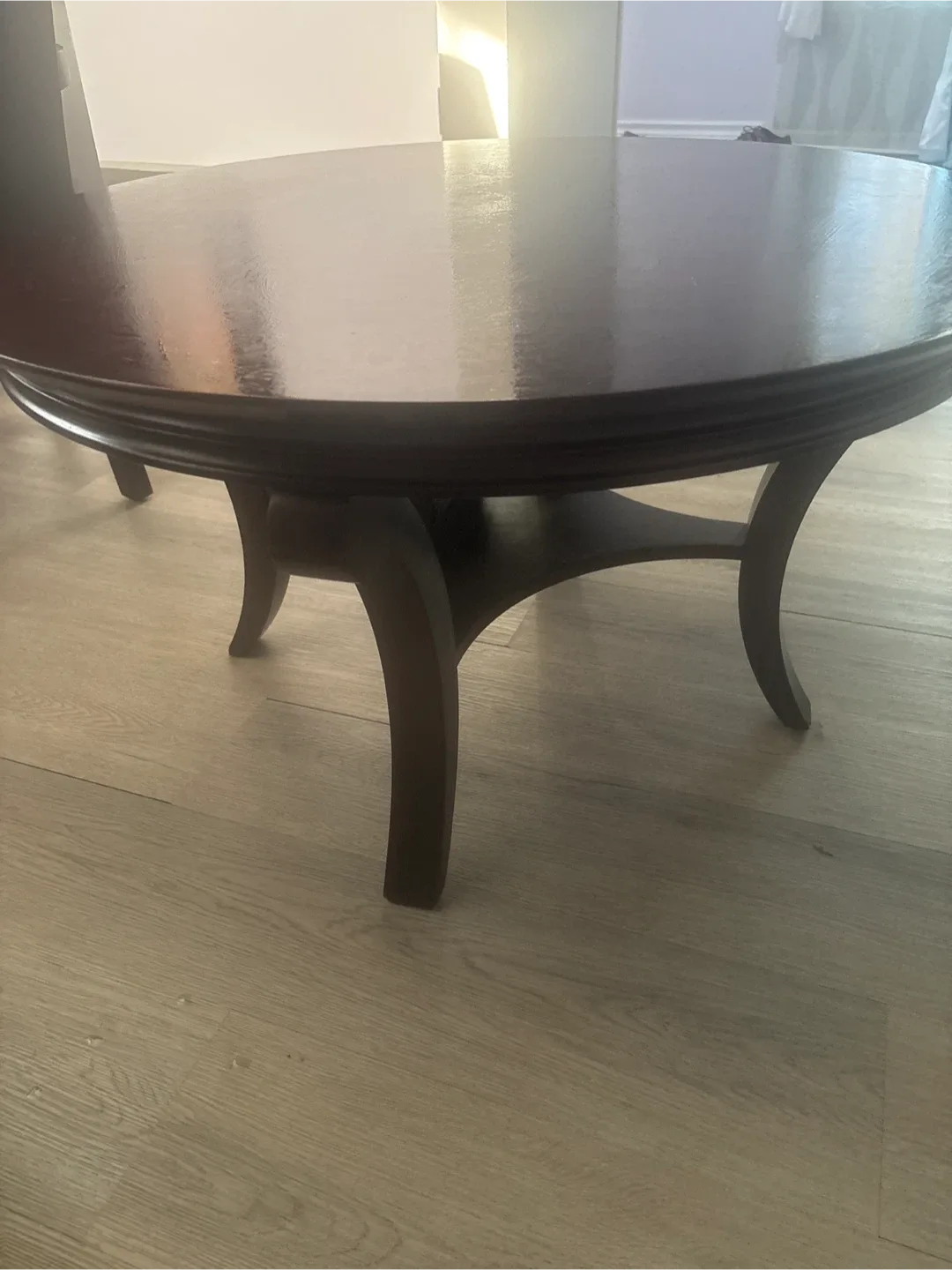 Round Dark Wood Coffee Table image indicator(2)