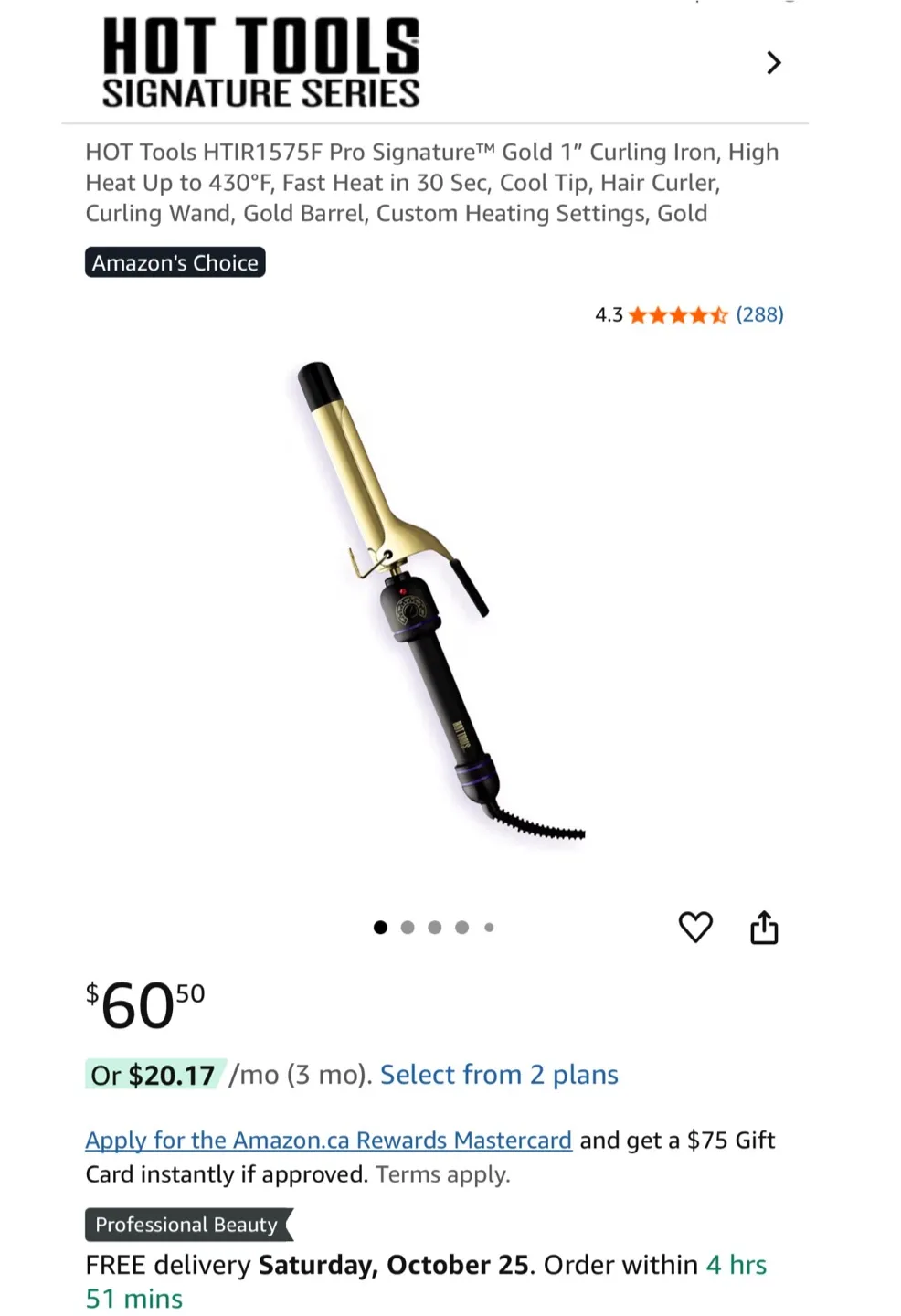 Hot Tools Pro Signature 1" Curling Iron - Brand New thumbnail