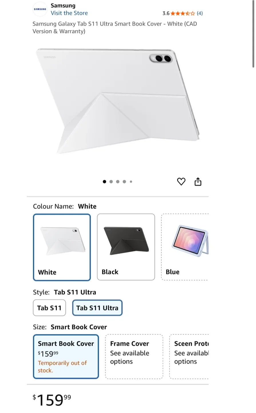 New Samsung Galaxy Tab S11 Ultra Smart Book Cover - White thumbnail