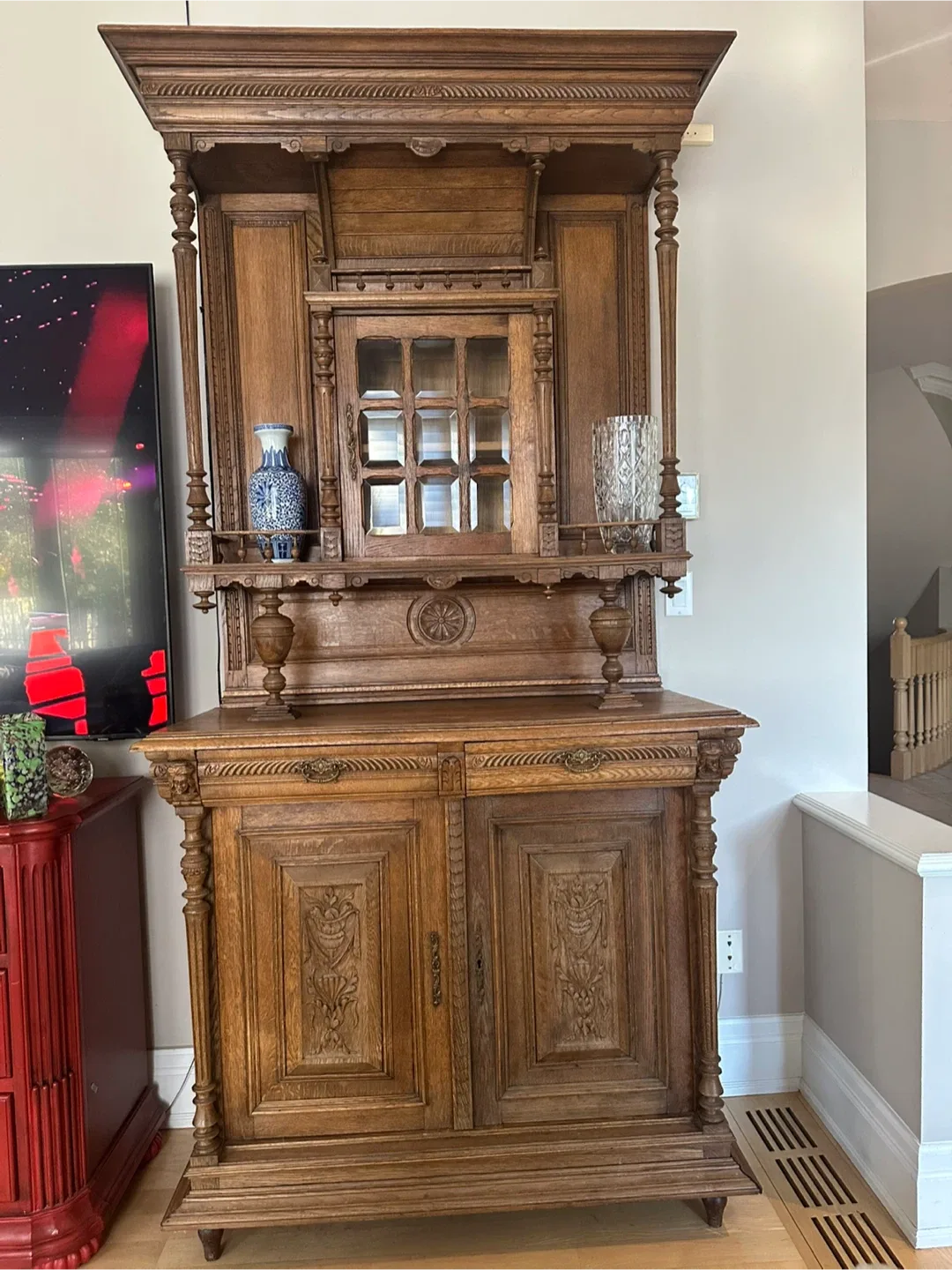 Antique Wooden Hutch Cabinet thumbnail