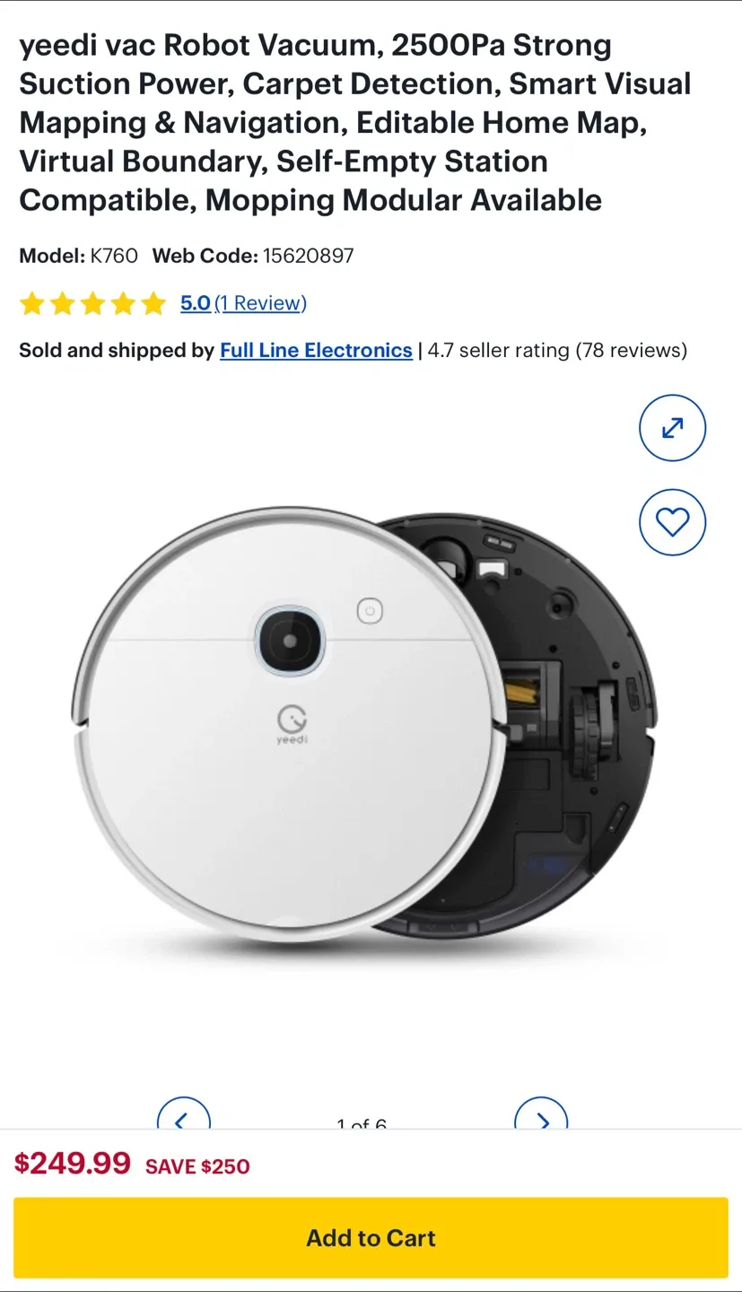 Yeedi Vac Robot Vacuum K760 - thumbnail