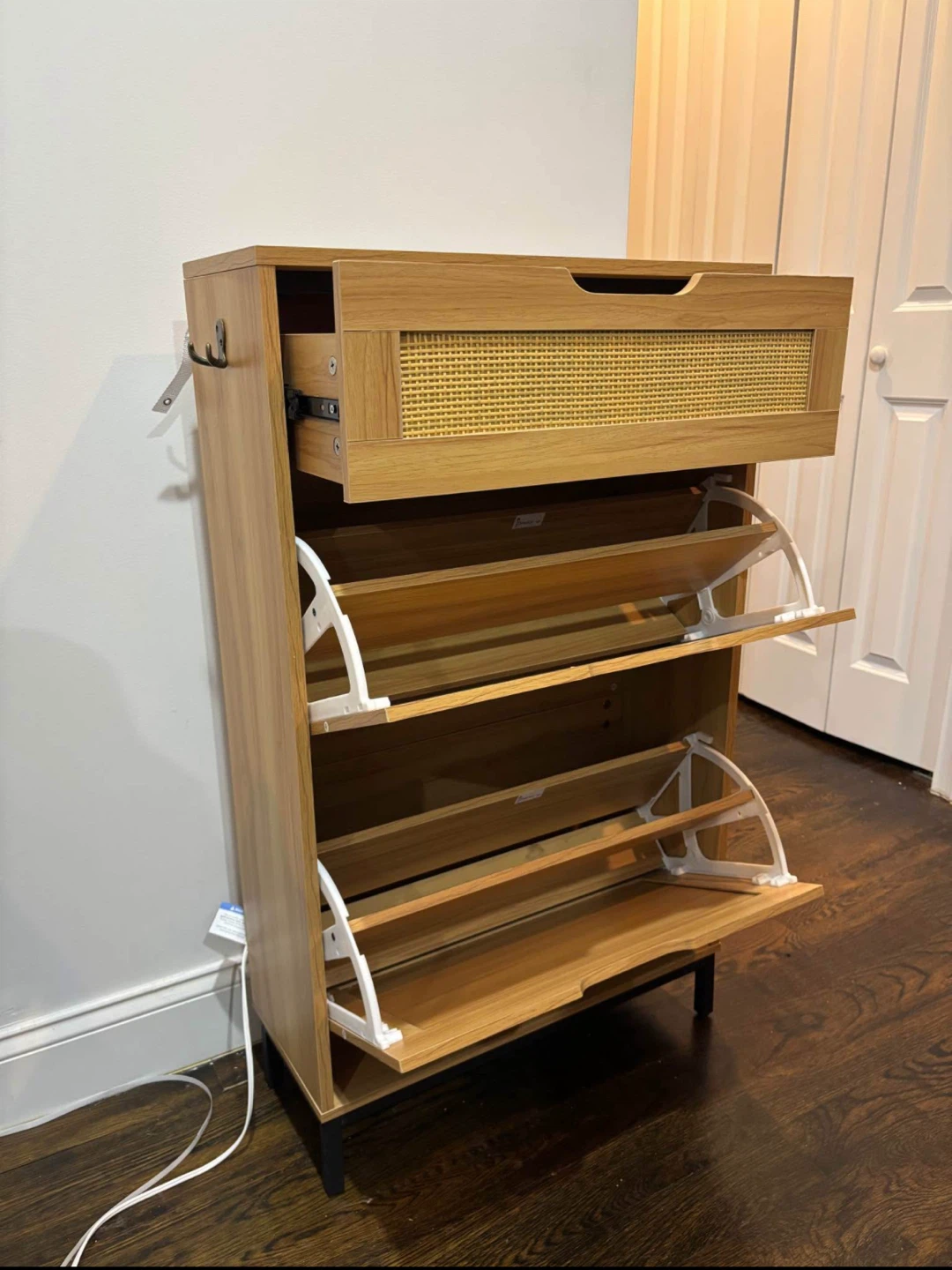Rattan Shoe Cabinet - Entryway Storage - photo 2