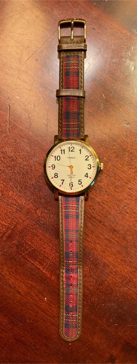 Timex Indiglo Watch with Plaid Leather Band image indicator(4)