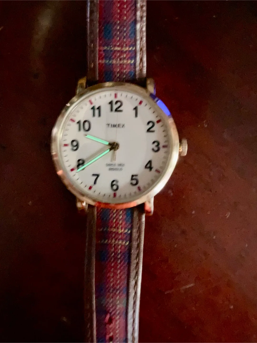 Timex Indiglo Watch with Plaid Leather Band image indicator(3)