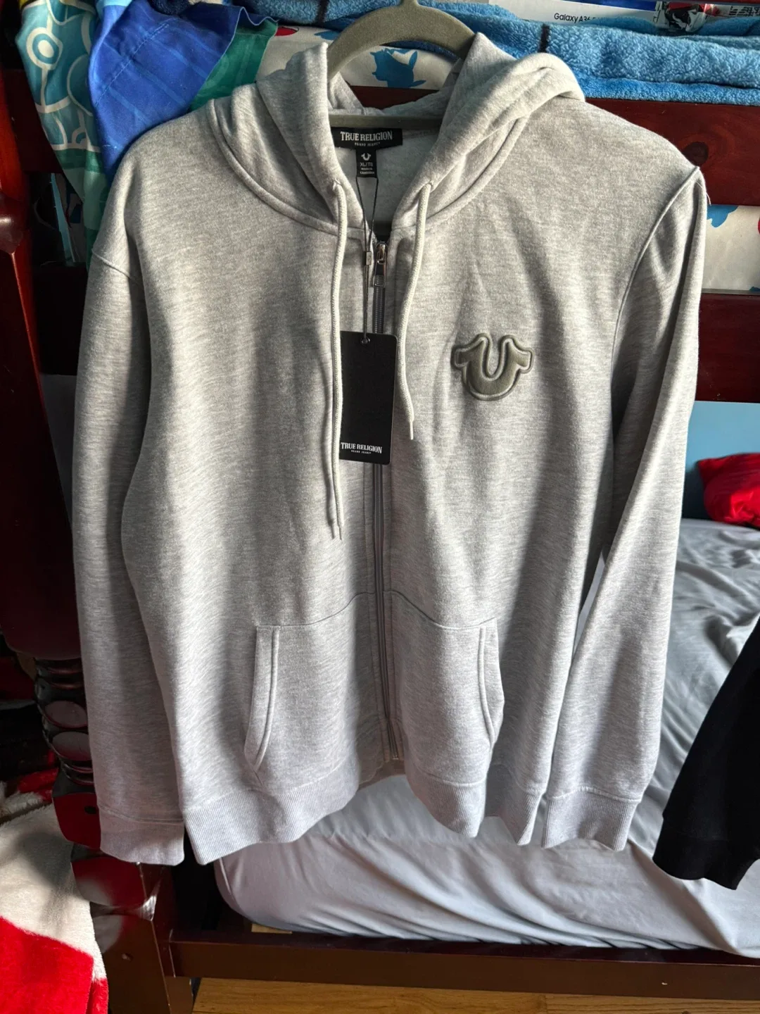 True Religion Heather Grey Core Zip Up Hoodie - XL thumbnail
