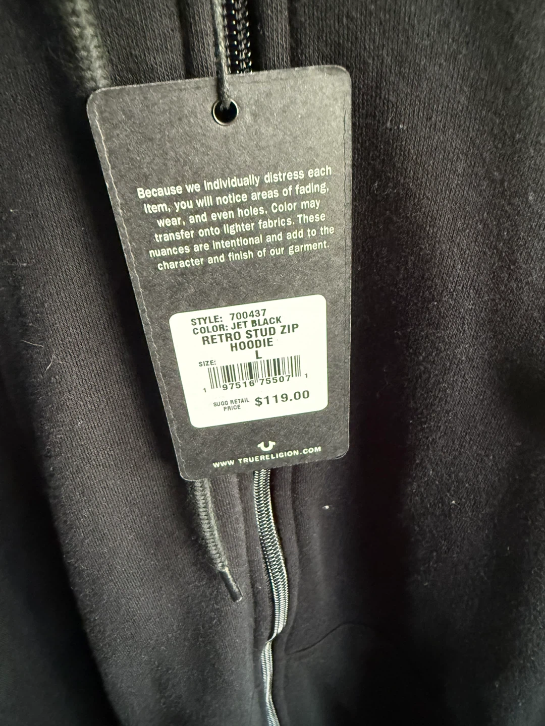 True Religion Retro Stud Zip Hoodie - Large - photo 4