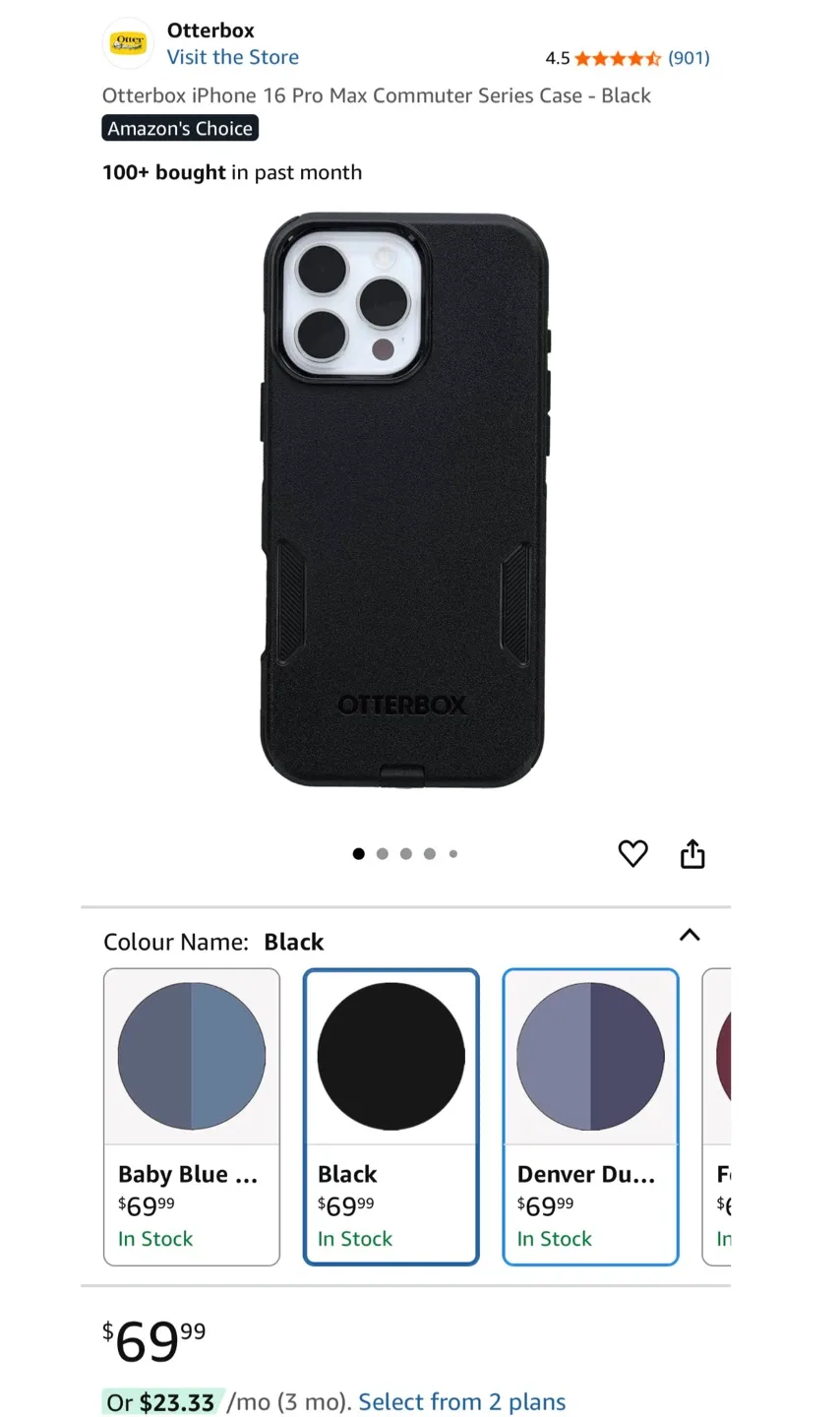 Otterbox iPhone 16 Pro Max Commuter Case - Black thumbnail