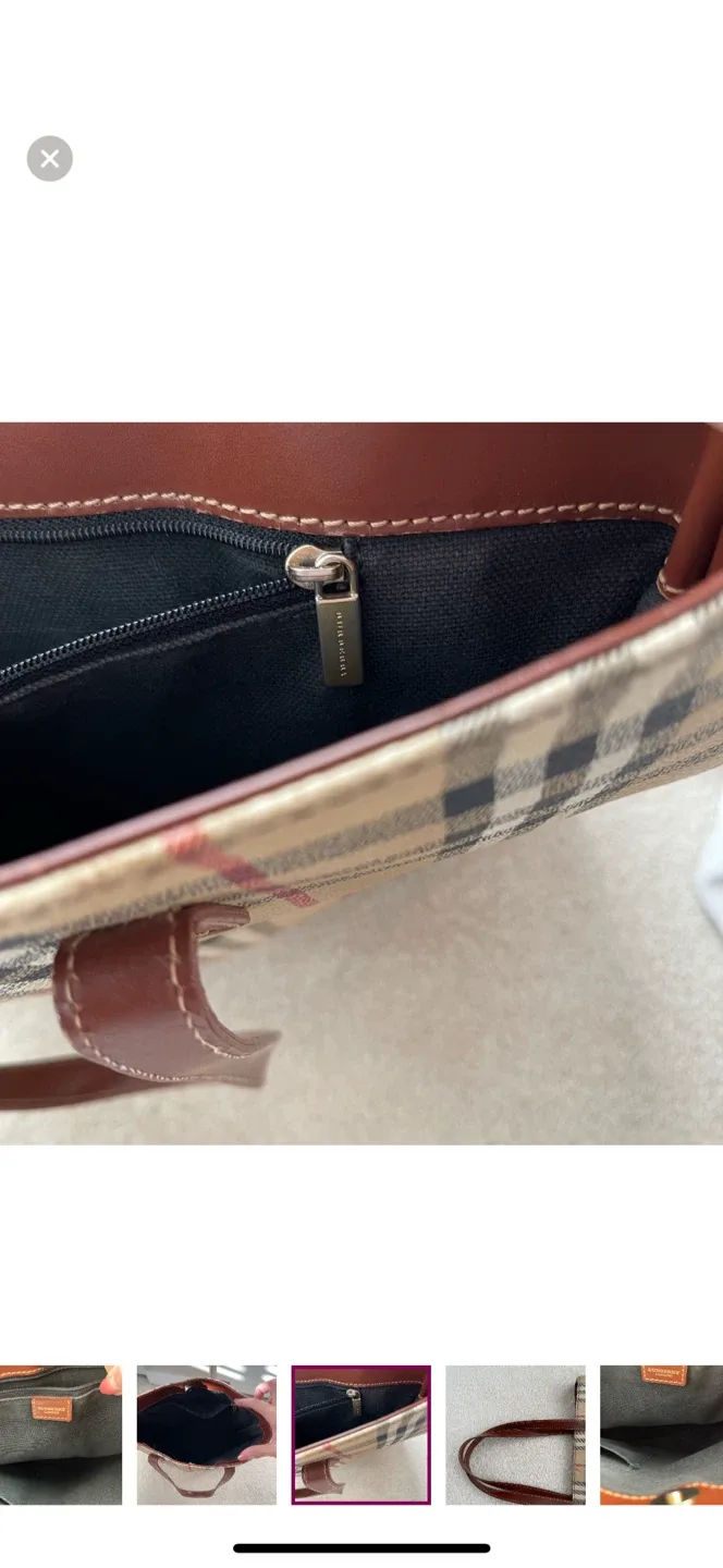 Authentic Burberry Classic Plaid Tote Bag image indicator(8)