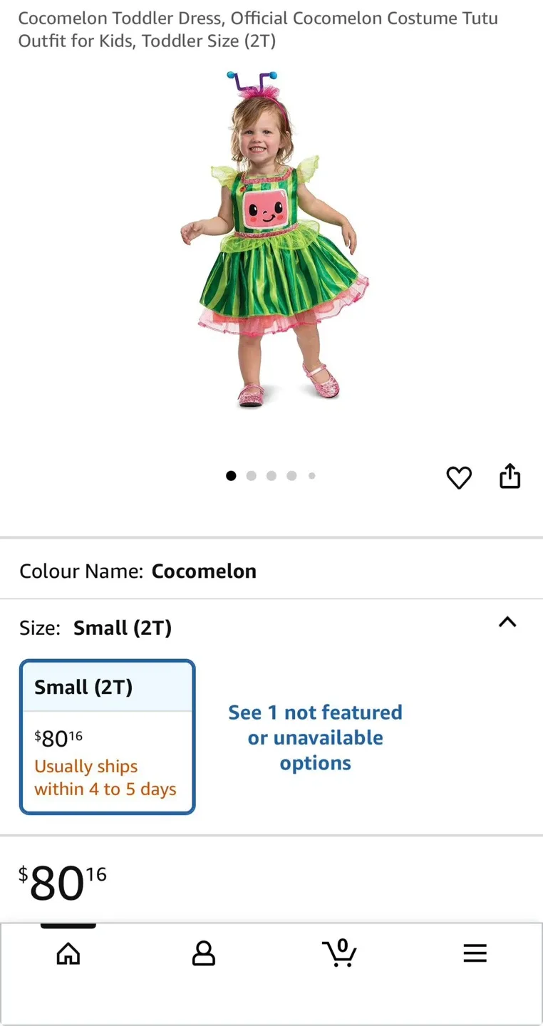 CoComelon Melon Costume - Size 2T thumbnail
