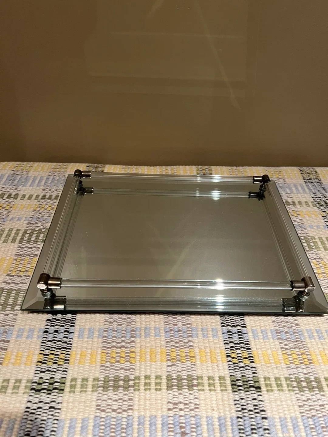 Mirrored Tray with Lucite Handles thumbnail