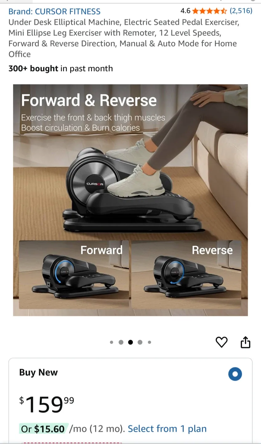 Cursor Fitness Under Desk Elliptical Machine - Like New! thumbnail