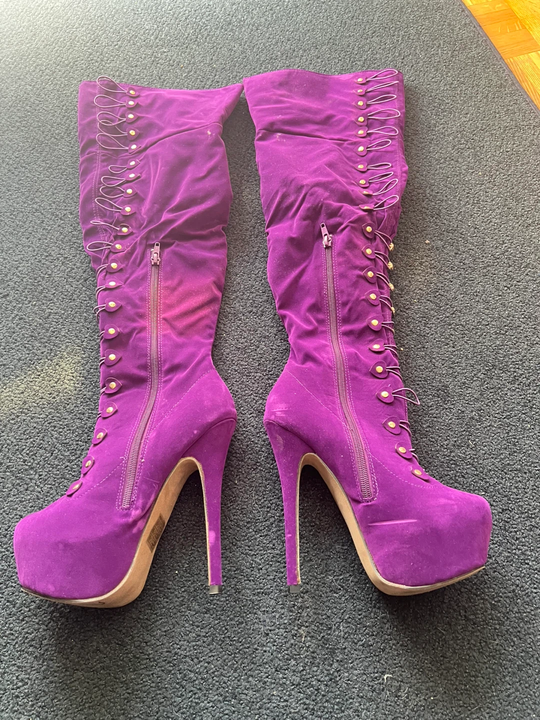 Purple Over-the-Knee Platform Boots