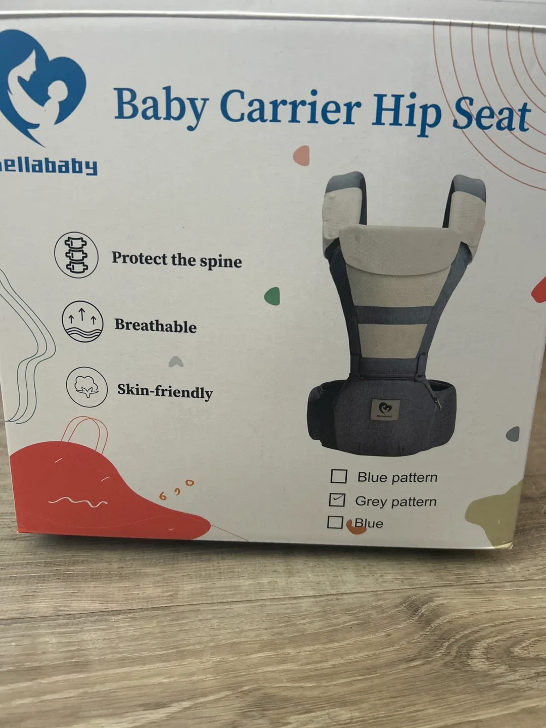 Bellababy Baby Carrier Hip Seat - Grey Pattern image indicator(2)