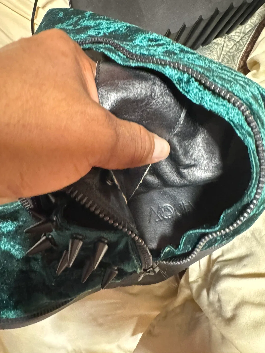 Demonia Stack-301 Velvet Platform Boots - Size 8 image indicator(4)