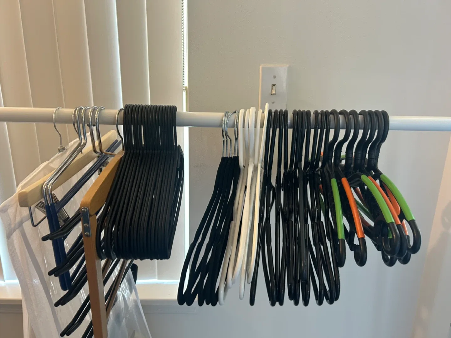 Assorted Clothes Hangers - Black, White, Wood