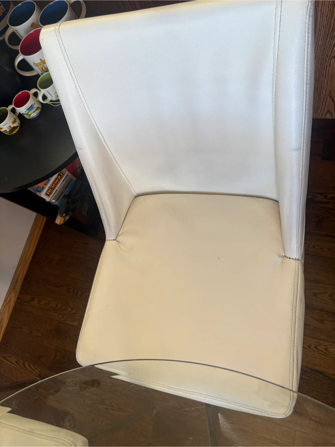 Glass Top Round Dining Table with 4 White Chairs - photo 5
