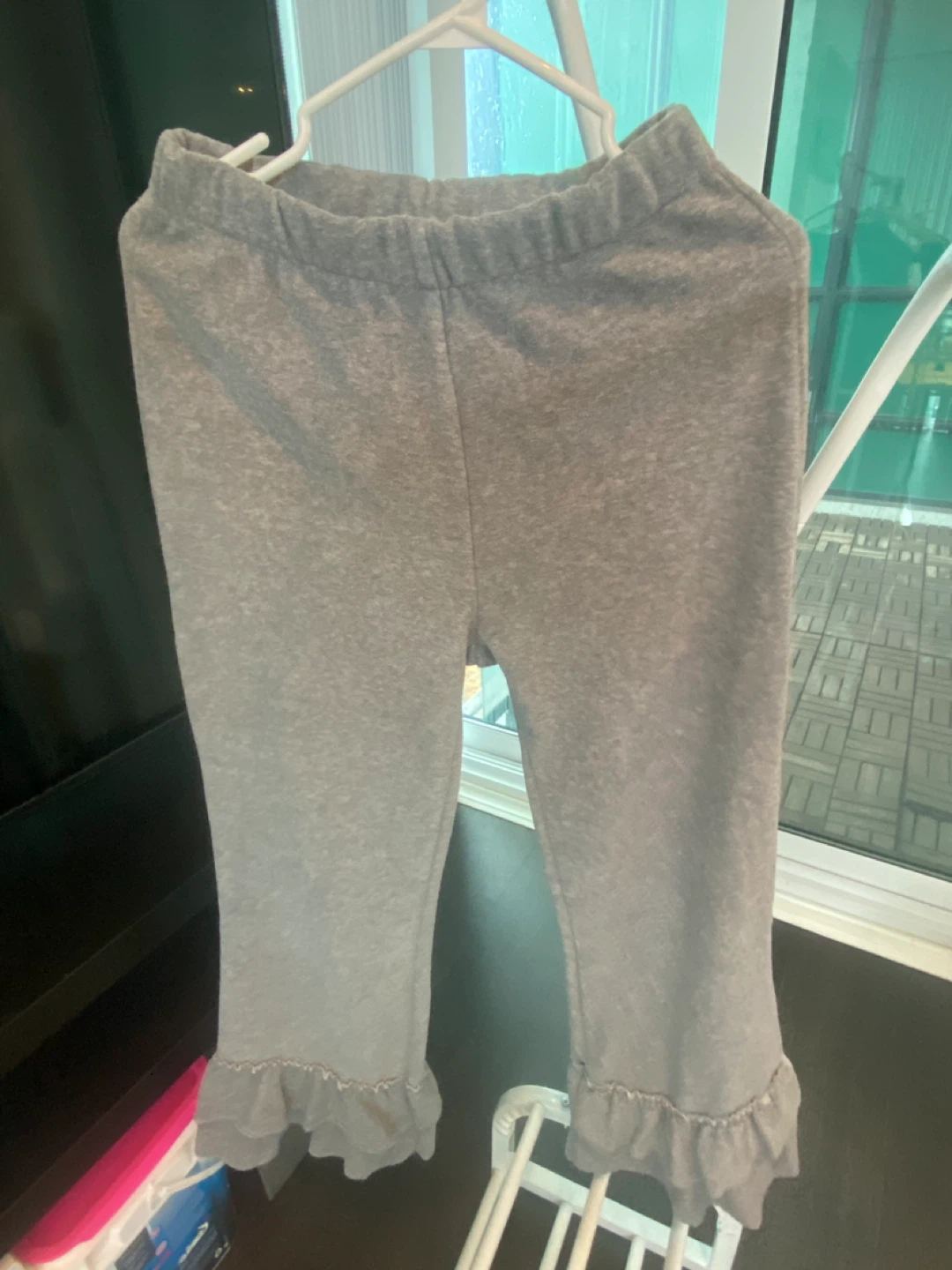 Grey Pants with Ruffle Detail