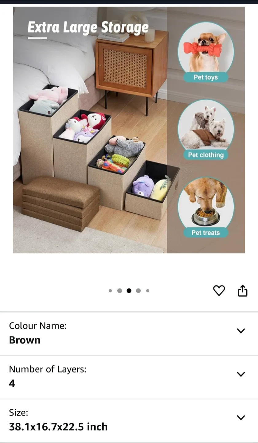 4-Step Dog Stairs with Storage - Brown image indicator(2)