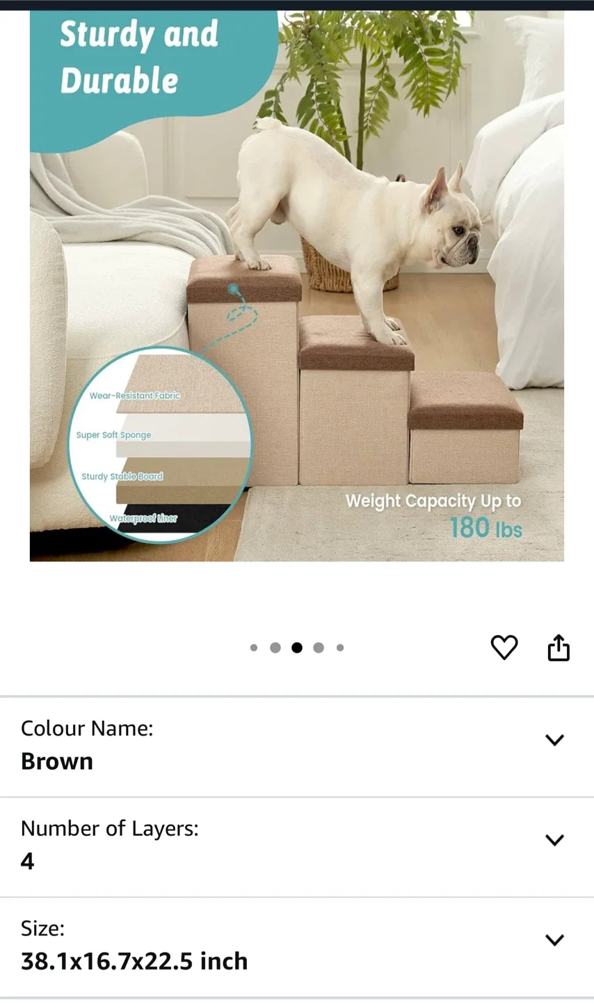 4-Step Dog Stairs with Storage - Brown image indicator(4)