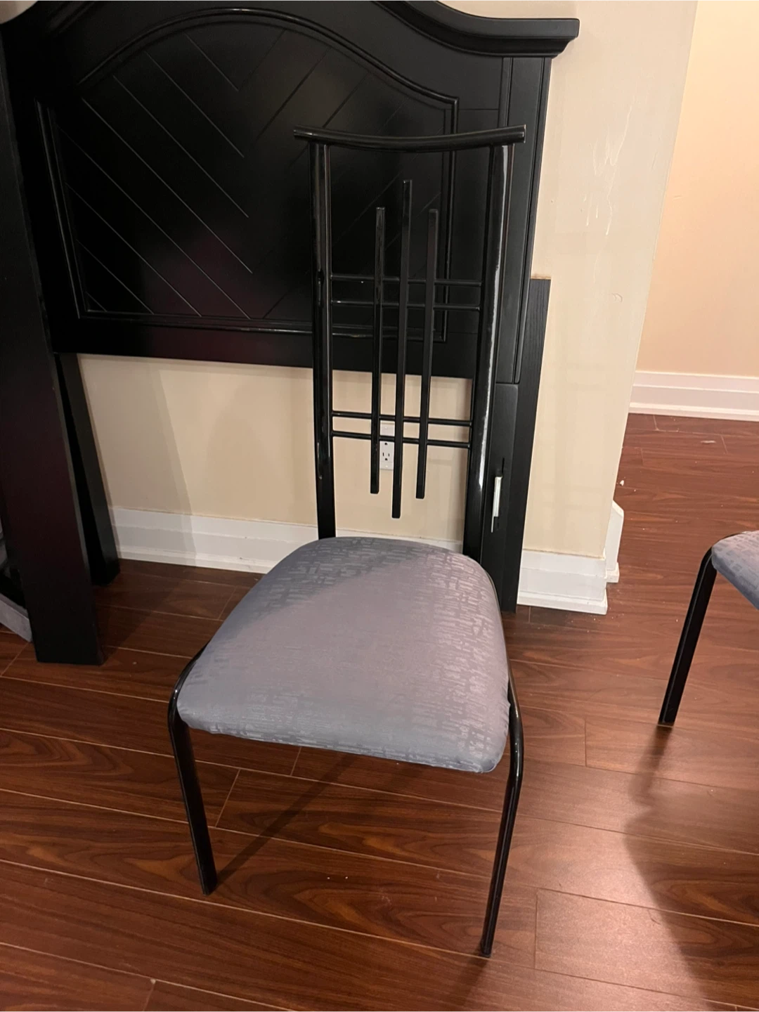 Set of 4 Black Metal Frame Chairs