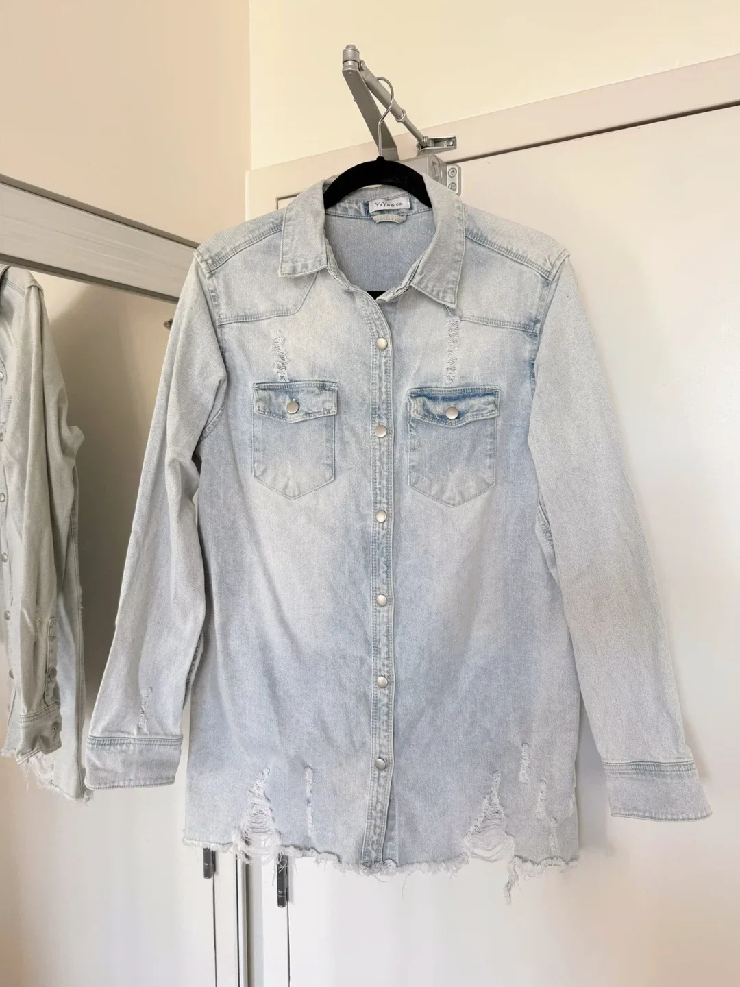 Light Wash, Distressed Denim Jacket thumbnail