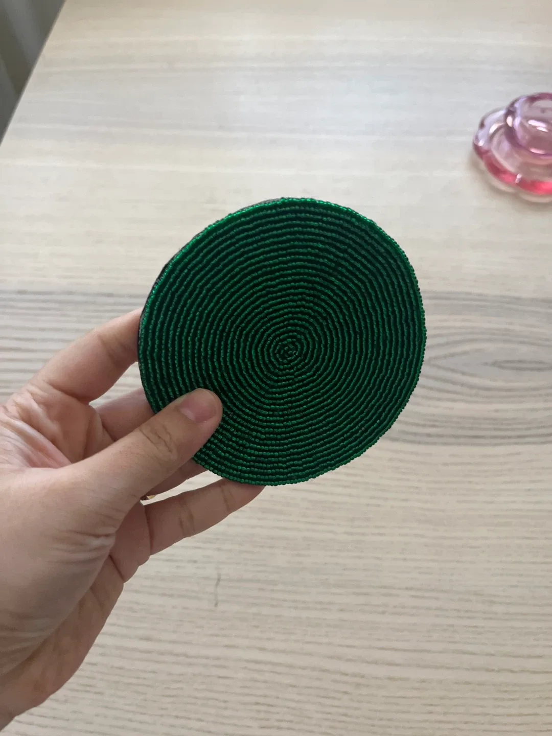 Green Beaded Coaster