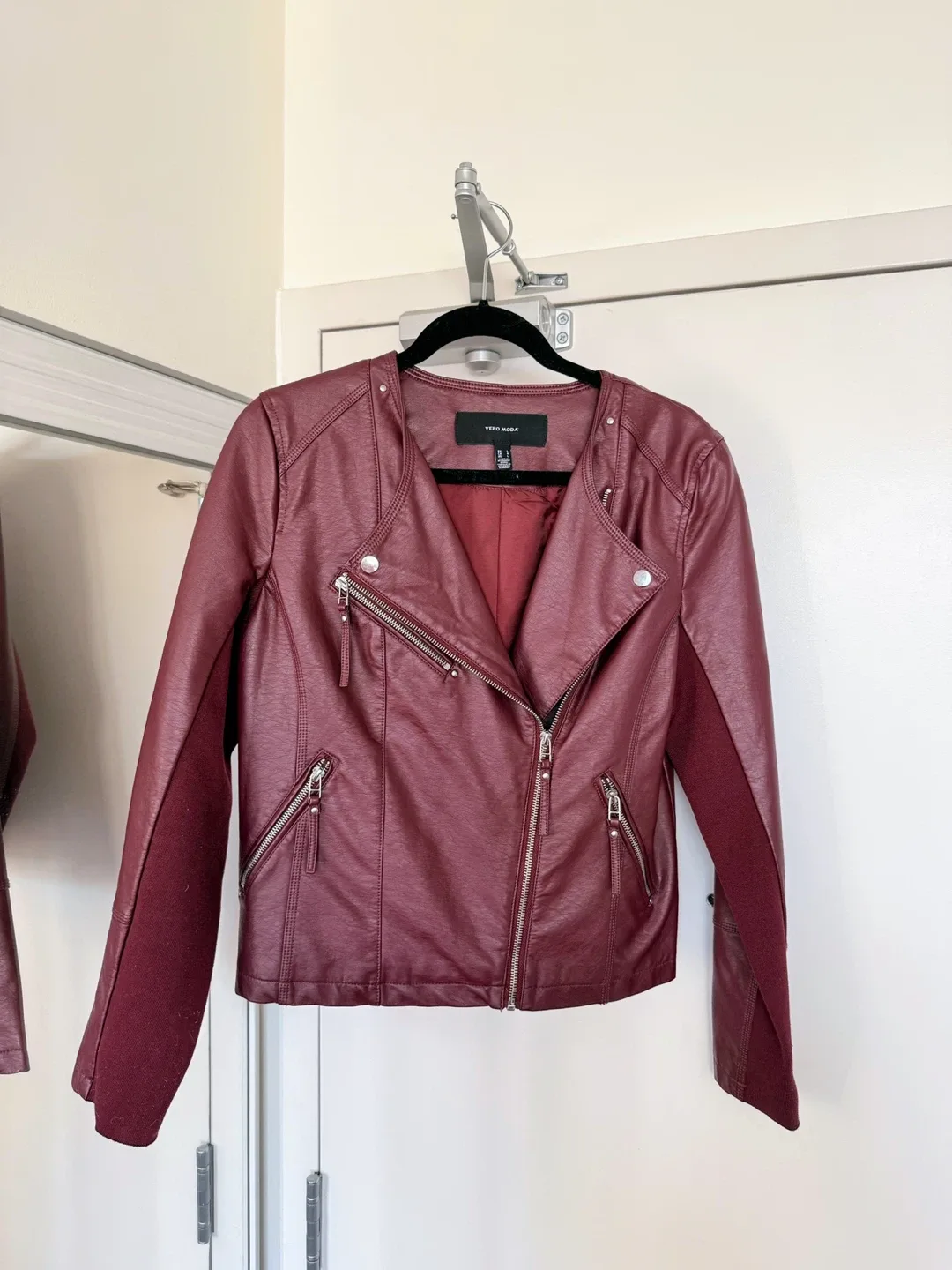 Vera Moda Burgundy Faux Leather Jacket thumbnail