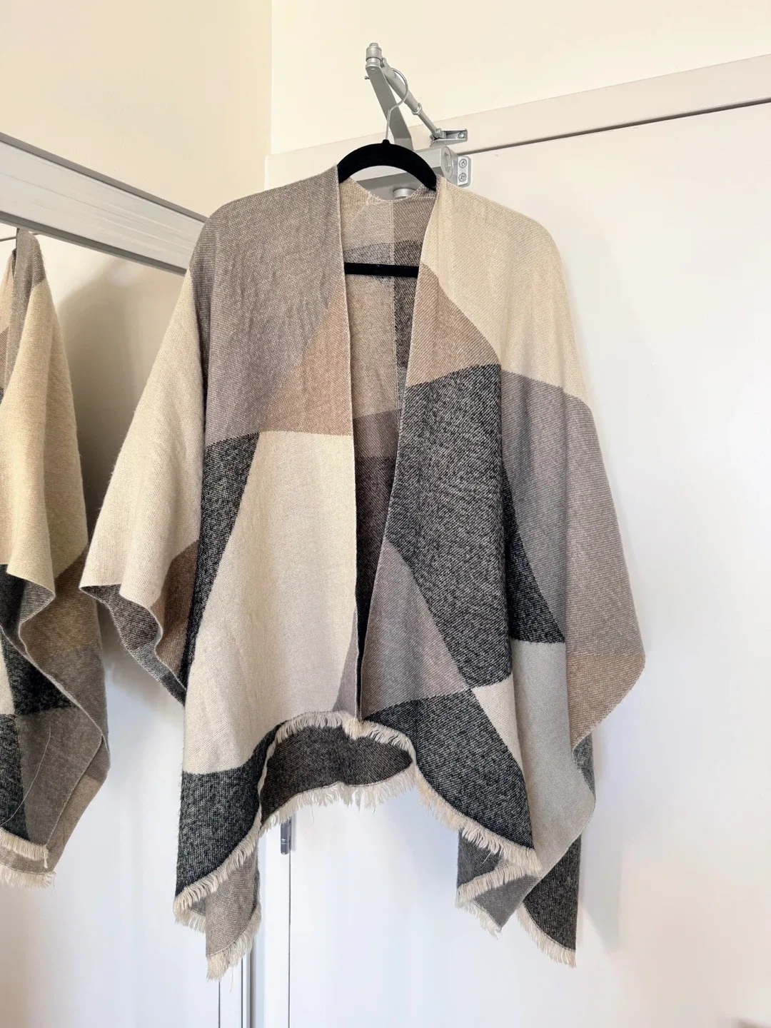 Poncho - Beige, Brown & Grey thumbnail