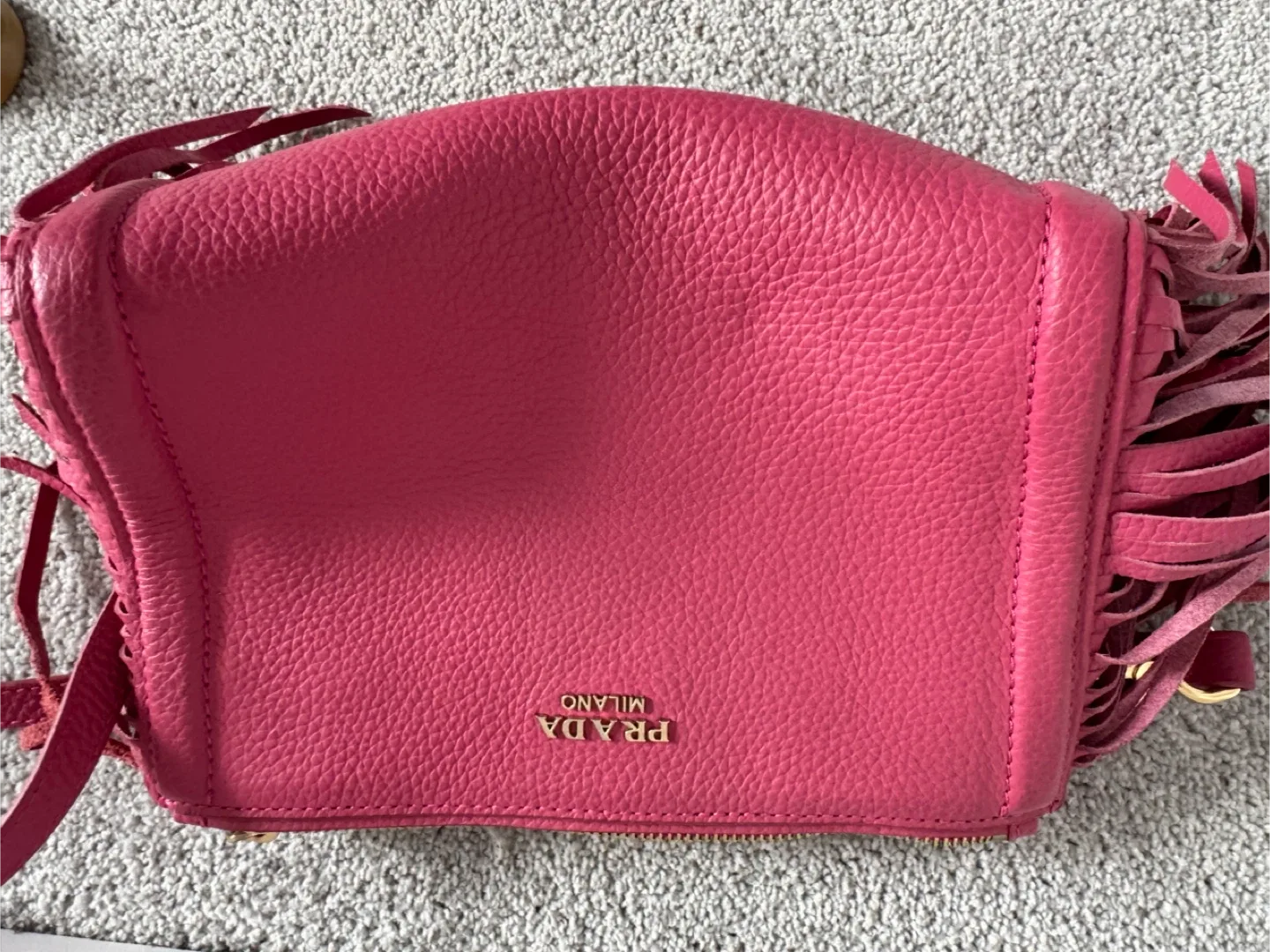Prada Milano Pink Leather Fringe Crossbody Bag image indicator(2)