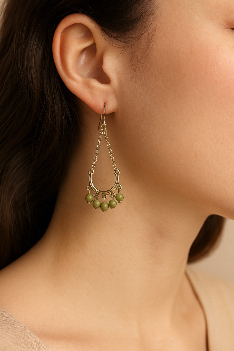 Green Beaded Dangle Earrings - photo 2