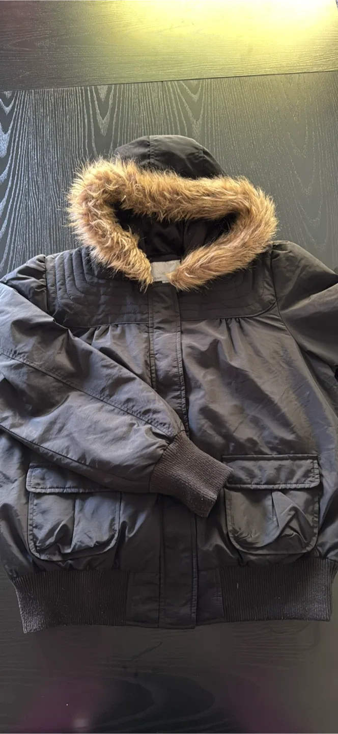 Danier Black Fur Hooded Jacket Size XS image indicator(2)