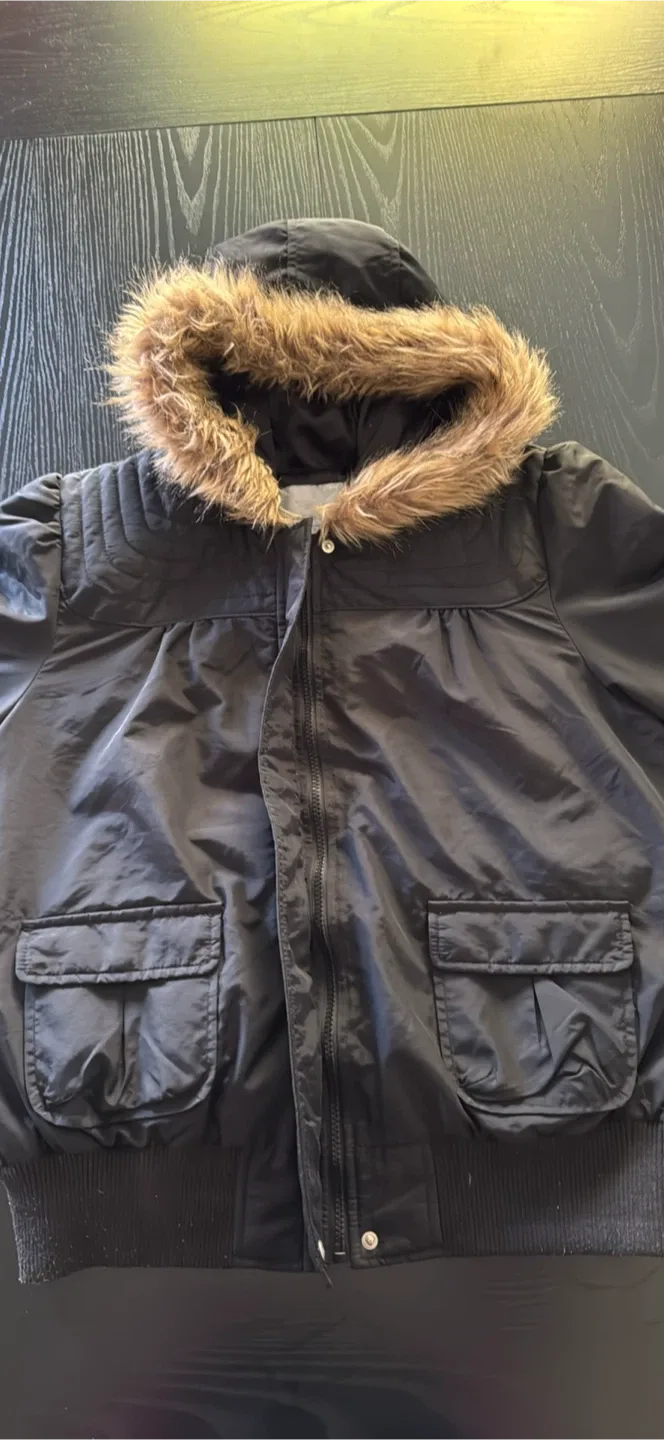 Danier Black Fur Hooded Jacket Size XS image indicator(4)