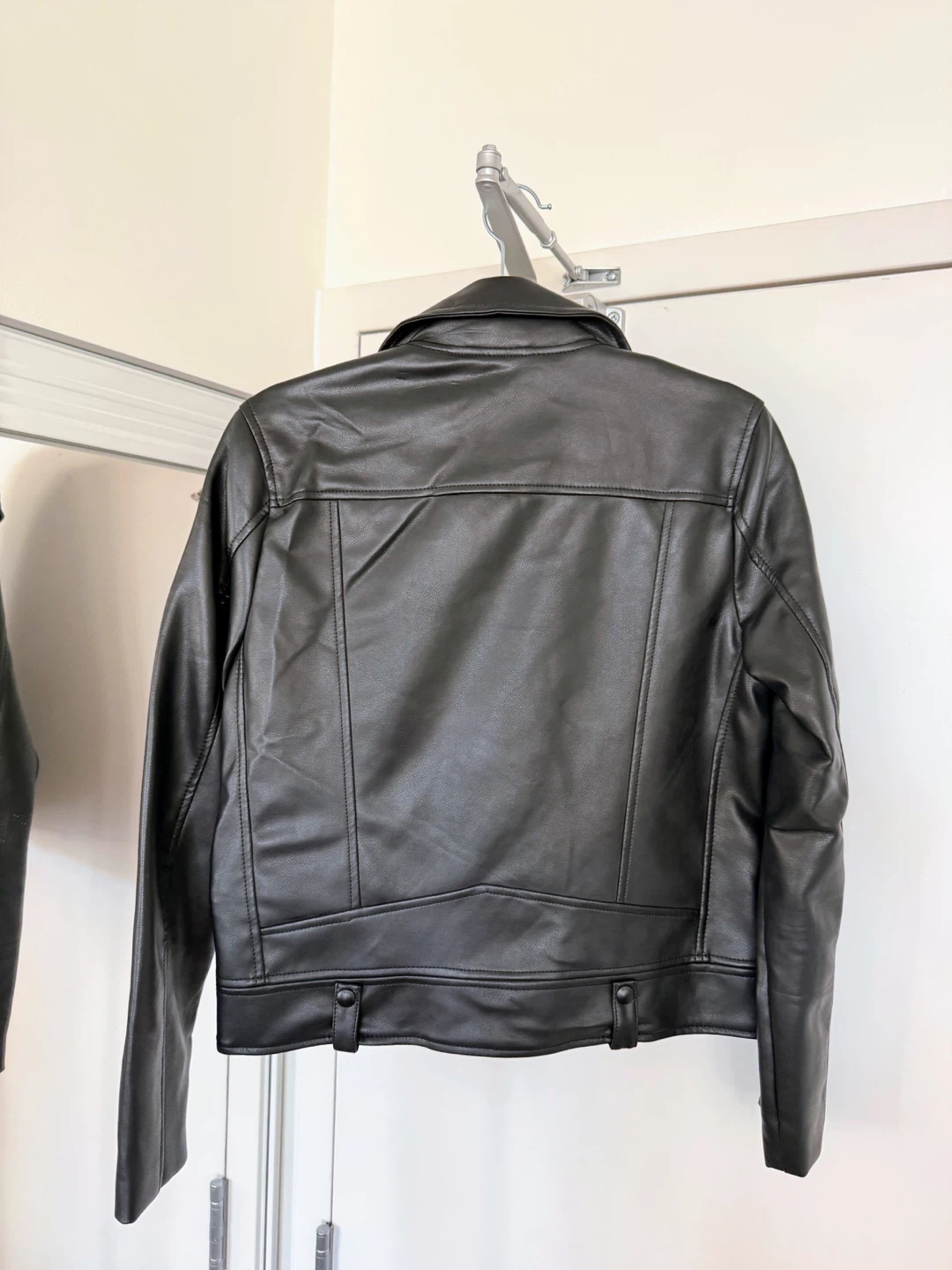 Black Faux Leather Moto Jacket - Size S - photo 3