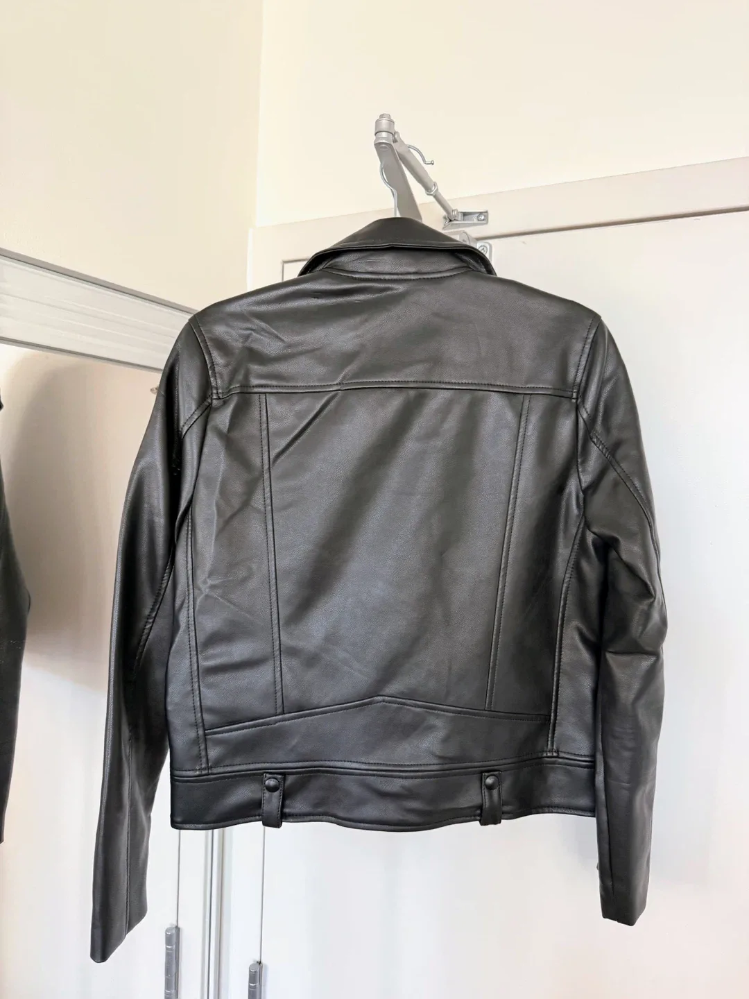 Black Faux Leather Moto Jacket - Size S image indicator(3)