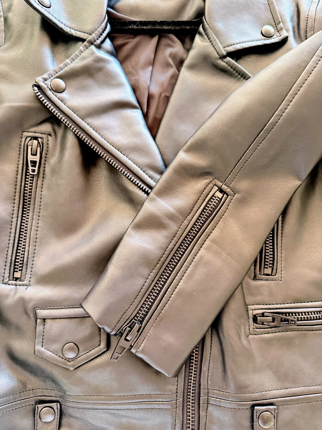 Black Faux Leather Moto Jacket - Size S - photo 2