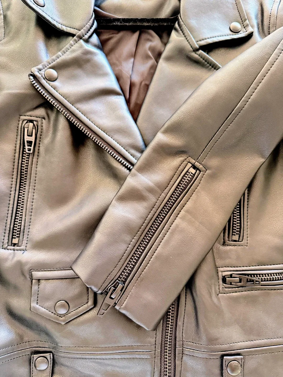 Black Faux Leather Moto Jacket - Size S image indicator(2)