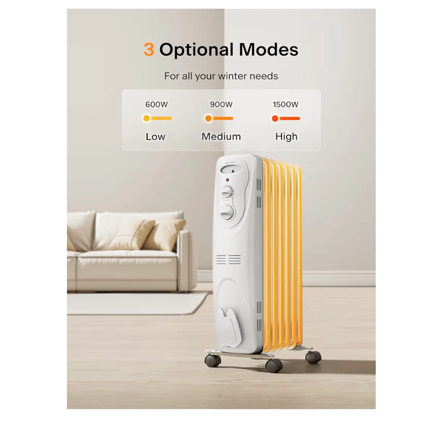 PELONIS Oil Filled Radiator Heater - White - photo 5