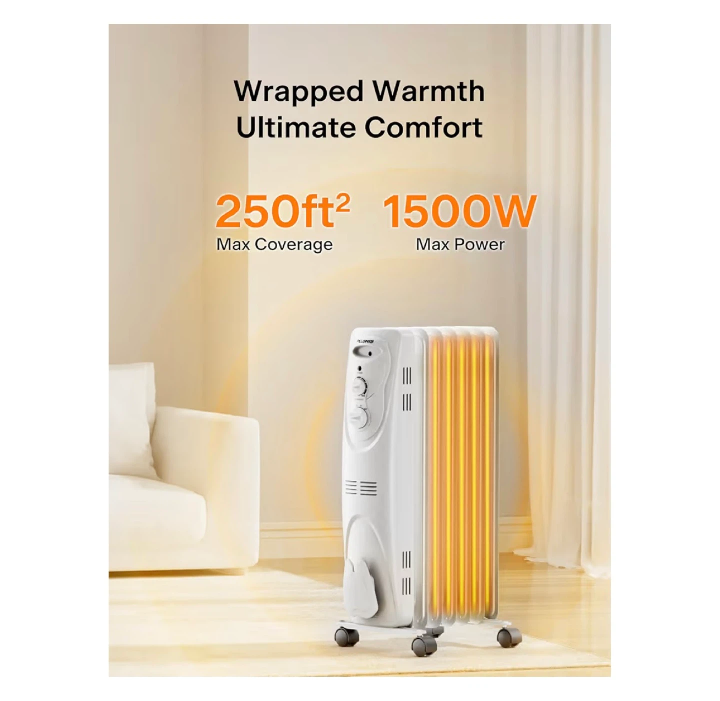 PELONIS Oil Filled Radiator Heater - White - photo 3