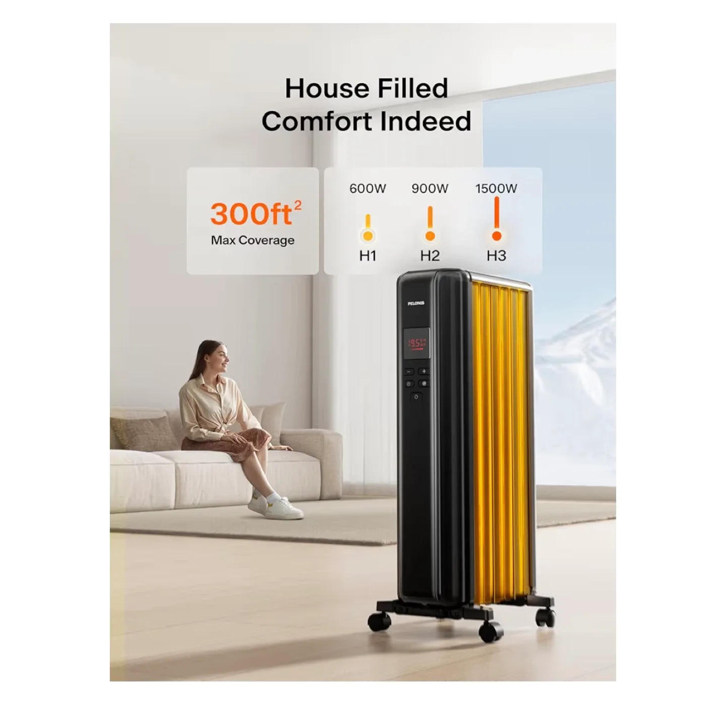 PELONIS Electric Space Heater - Black image indicator(3)