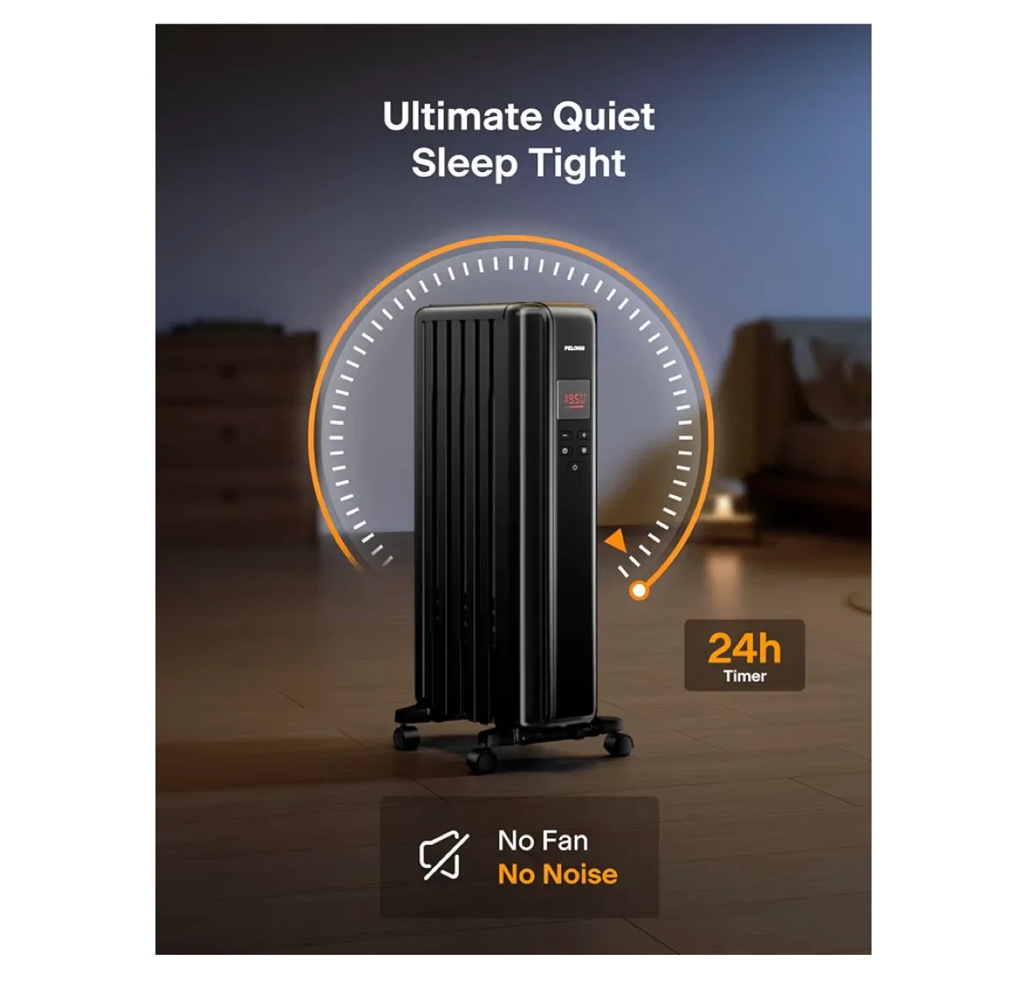 PELONIS Electric Space Heater - Black image indicator(4)