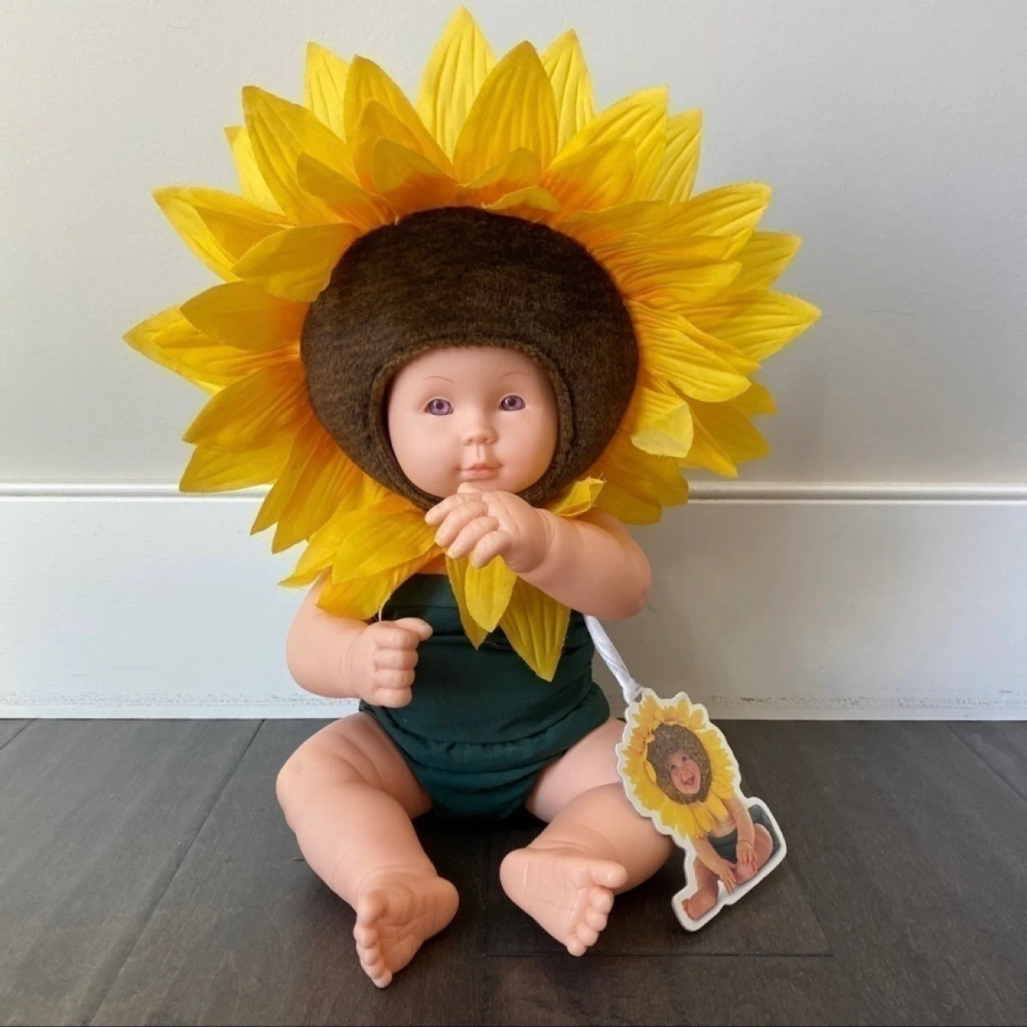 Anne Geddes Doll Sunflower Baby Purple Eyes 14"