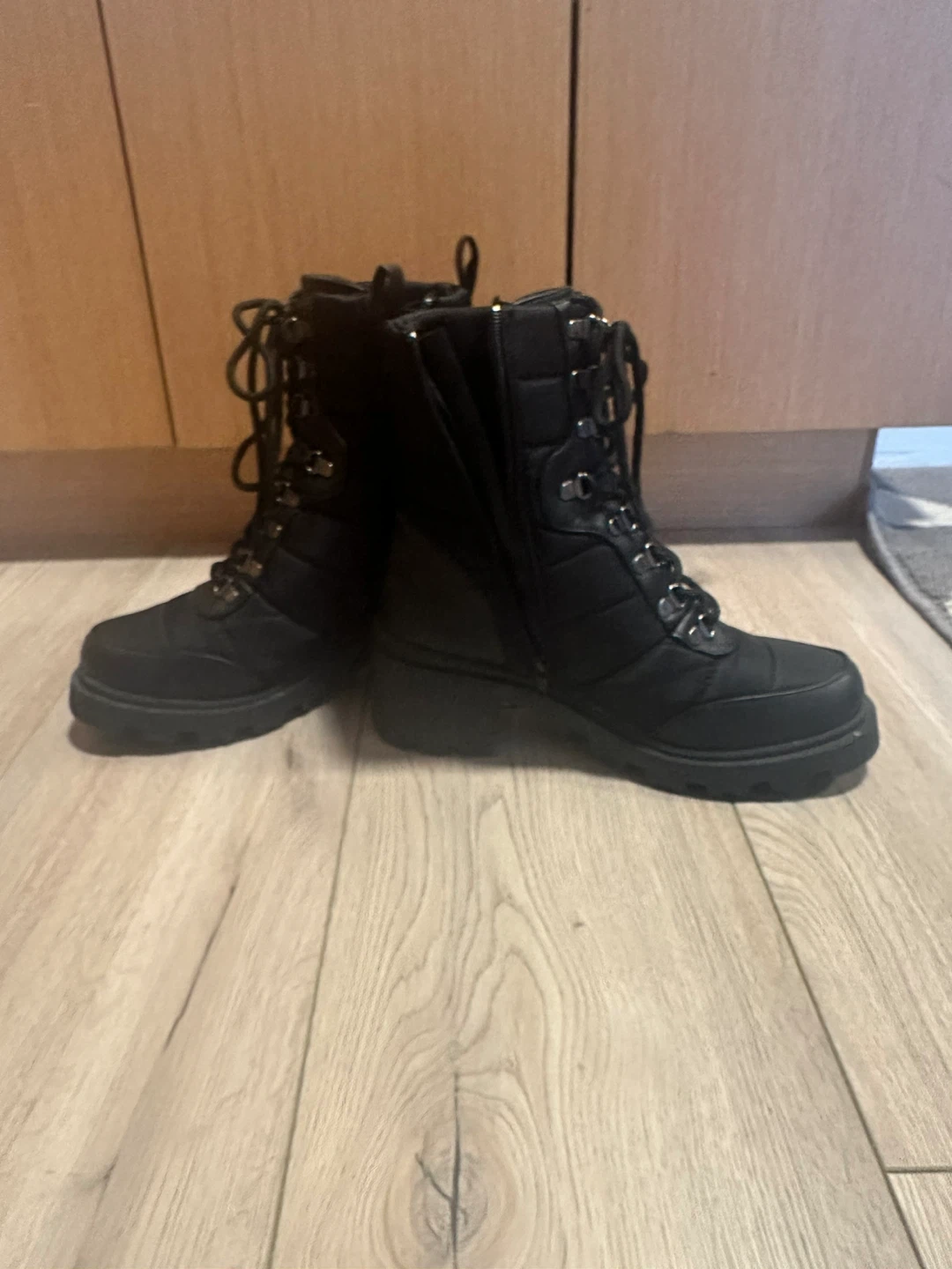 Black Lace-Up Boots Size US 9 - photo 2